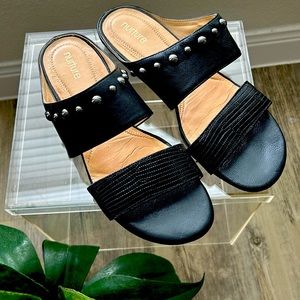 Nurture Black Leather Sandal w/ Studs